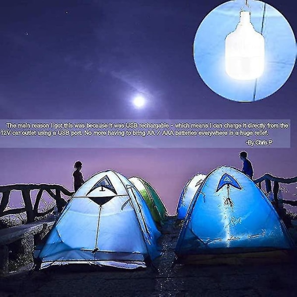 Campinglampa, Campinglampa med USB-laddning 20W-60mm 1000 Lumen 3 Ljuslägen Dimbar Hänglampa, Camping, Trädgård, Bärbar Lampa