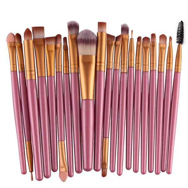 Makeup børstesæt 20 stykker kosmetik skønhedsværktøj (pink guld)