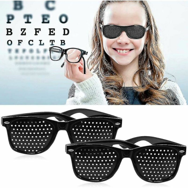 Sæt med 2 pinhole-briller til forbedring af synet Unisex sorte briller til forbedring af synet_ (køb til pris) Cisea