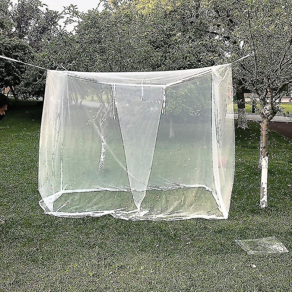 1 sæt bærbart sommercamping anti-myggenet Holdbart letvægts hvidt mesh firkantet sammenfoldelige myggenet (200*180*200 cm)