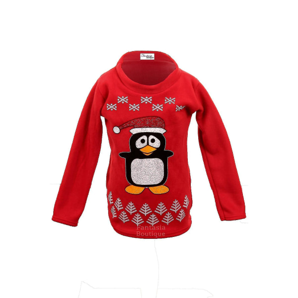 Børns langærmet jule pingvin print børns varm fleece jumper top