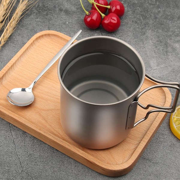 Enkelskiktade kaffekoppar för utomhuscamping 420 ml matt silver