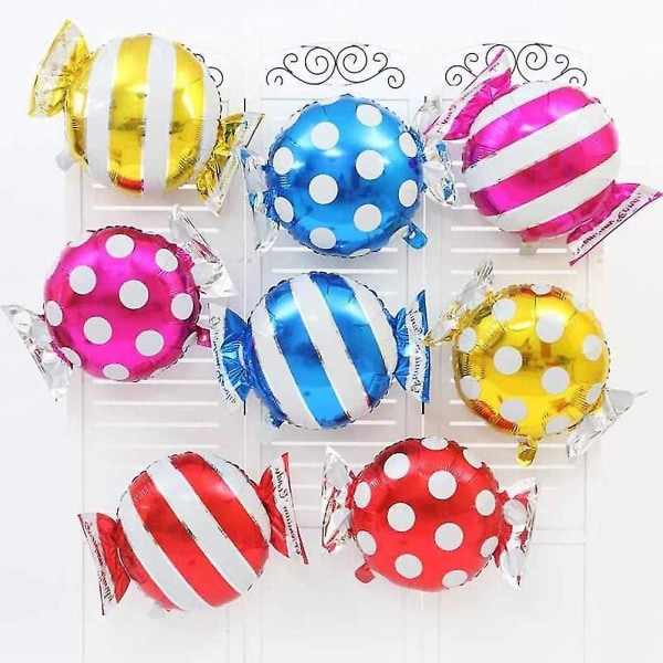 Slikballoner, sæt med 23 mylarballoner slikkepinde hvirvler pebermynteballoner til en slikbar eller slikbuffet, dekoration til slik fødselsdagsfest, slik til børn C