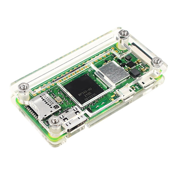 Akryylikotelo Raspberry Pi Zero 2 W:lle, läpinäkyvä kuori alumiinijäähdytyslevyllä