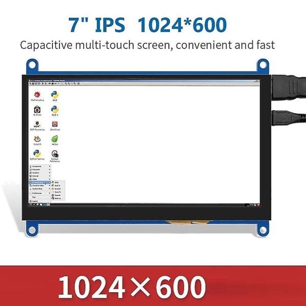 7-tommers Ips Aida64 LCD-skjerm 7-tommers-kompatibel skjerm Berøringsskjerm 1024x600 For 4 3b+ 3b PC