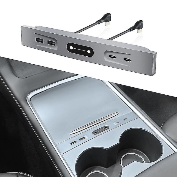 27w Snabbladdare För Tesla Model Y 3 2021 2022 2023 Tillbehör Dockningsstation USB Center Console Adapter Bil USB Shunt Hub