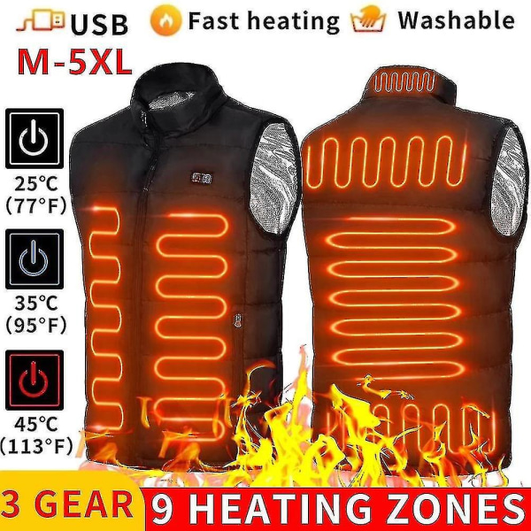 Heated Vest For Men Women With 9 Heating Panels(black.m) -l