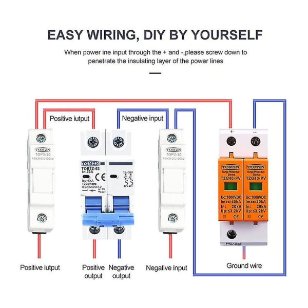 Tomzn Spd Dc 1000v 20ka-40ka Hus overspenningsbeskytter Beskyttende lavspenningsavlederenhet Surge Pro
