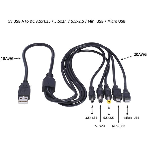 Usb-stik til 3.51.35mm 5.52.1mm 5.52.5mm Dc-stik til strømkabel