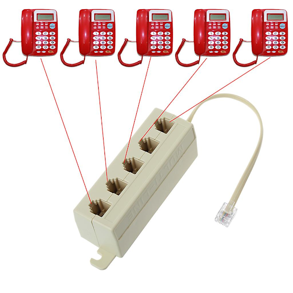 RJ11 Telefon Han til 5 Vejs Hun Adapter 6p4c Jumper Lan Netværk Splitter