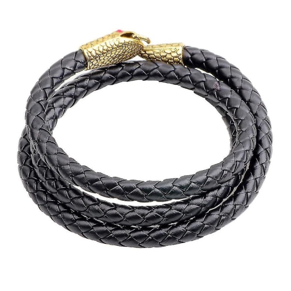 Trendy Multilayer Snake Shape Armbånd Guld Læder Armbånd Til Mænd