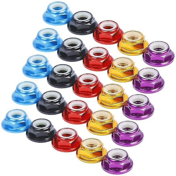 25 stk selvlåsende sekskantmutter nylon innlegg mutter M5, selvlåsende sekskantmuttere, M5 mutter cnc aluminium flens nylon låsemutter