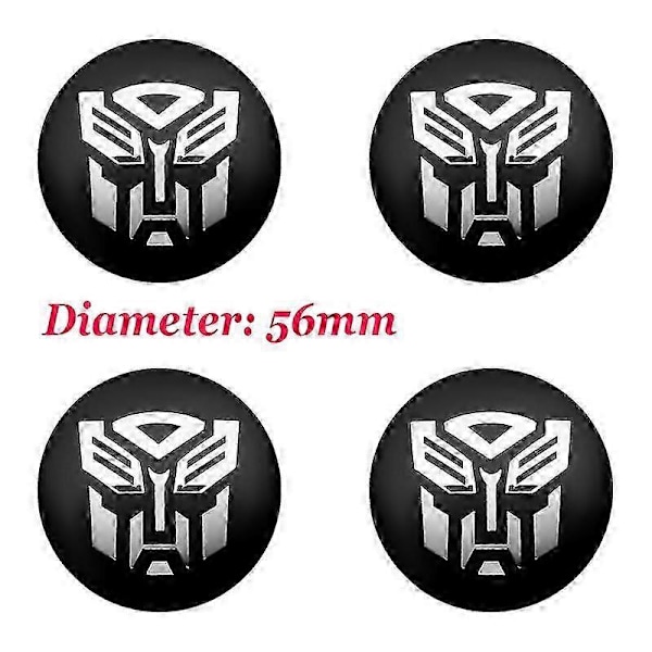 4 kpl 56+60 mm Cool Autobots -logolla varustetut Transformers-merkit, auton vanteen keskihatut, tarrat, vanteen peite, auton tyylivarusteet 56mm black