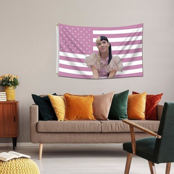 Melanie Flag, Melanie Flag American Usa Banner Music Laulaja Juliste Tapetti 3x5ft Melanie Martinez Vaaleanpunainen lippu korkeakoulun asuntolahuoneeseen