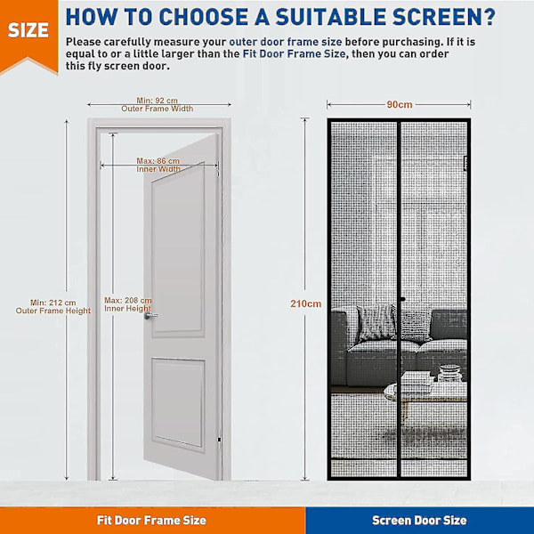 Dør Screendoor Skærme 90 X 210 centimeter