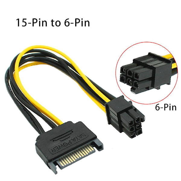 15-pin Sata -uros naar 6-pin naar vrouwelijke Pci-express vrouwelijke voedingsadapter