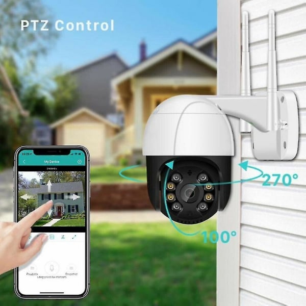 1080p Wifi IP-kamera trådløst utendørs CCTV Ptz Smart Home Security Infrarødt kamera 2CH Audio Securit