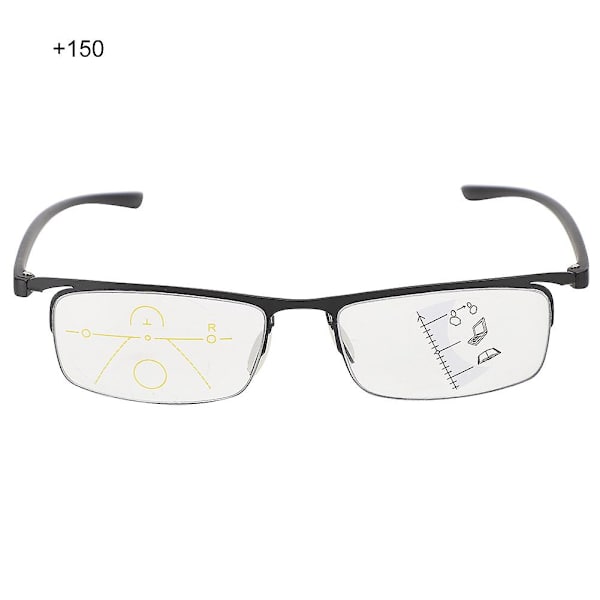 Anti Blue Rays Multifocal Reading Glasses for Visual Fatigue Relief +1.5 Musta