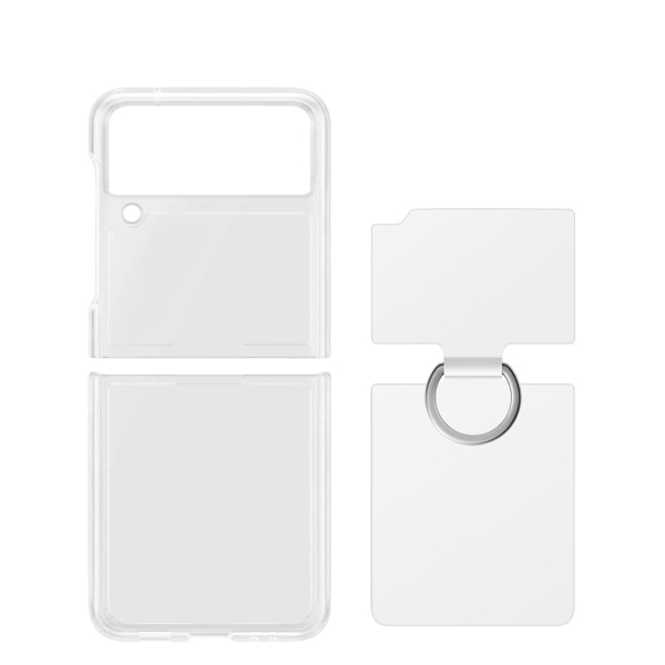 Läpinäkyvä case , joka on yhteensopiva Samsung Galaxy Z Flip 4:n kanssa, kova PC:n iskunkestävä cover renkaalla