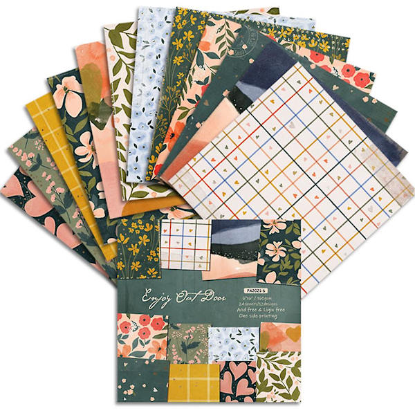 24 st 6x6'' Blomsterblad Mönster Bakgrund Pad Papper För Scrapbooking Dekor Journal Album Diy Memopads Handgjorda