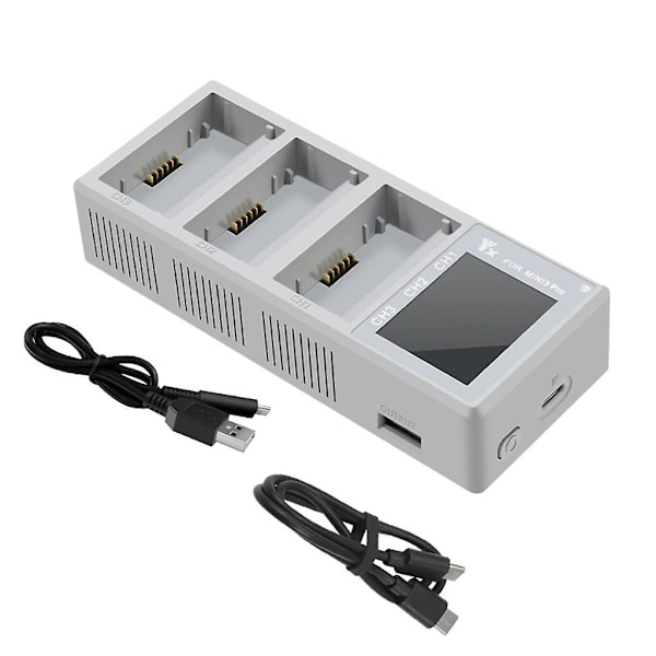 Snabbladdningshubb för Mini 3 Pro/mini 3-batteri USB-laddare med LCD-skärm