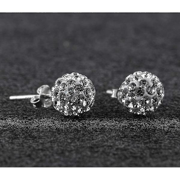 Sterling Sølv 925 Pave Krystal Diskobold Ørestik 8mm Shamballa Glitrende Cz Diamant Til Kvinder Rivertree