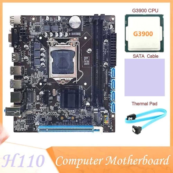 H110 datamaskin hovedkort støtter Lga1151 6/7 generasjons CPU Dual-channel Ddr4 Memory+g3900 Cpu+th