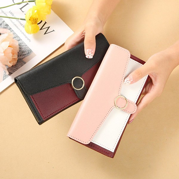 Womens Slim Long Wallets Durable Non-rusting Material Black