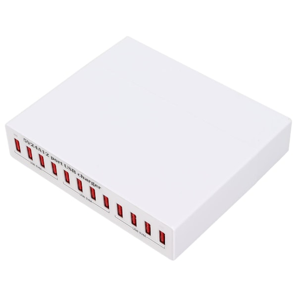 12-ports USB-opladningsstation med intelligent shunt, LED-indikatorlys, automatisk genkendelse og AU-stik - 100-240V