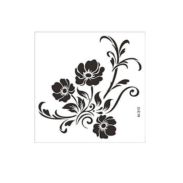 Toalettlock-dekal, självhäftande, stark vidhäftning, DIY, avtagbar, vattentät, svart blomma, väggkonst