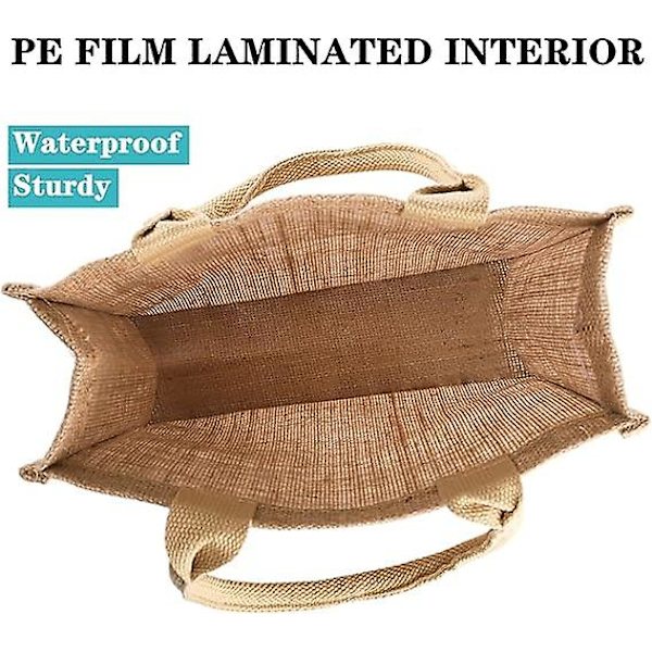 2 Pak Burlap Tote Tasker med Burlap Håndtag - Genanvendelige Indkøbstasker til Svømning, Fiskeri og Indkøb