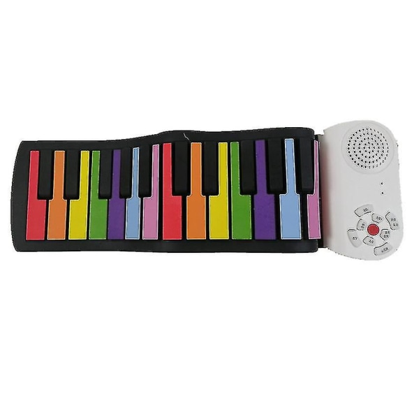 Bærbart musikkinstrument med 49 taster Barnemusikkinstrument Regnbue Håndrullet pianoleketøy Enkelt å lære Sammenleggbart håndrullet piano