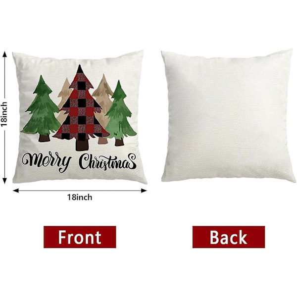 Set med 4 juledekorasjonsputetrekk 18x18in juledekor snømann bondegård putetrekk God jul hjemmedekor bomullslin putetrekk