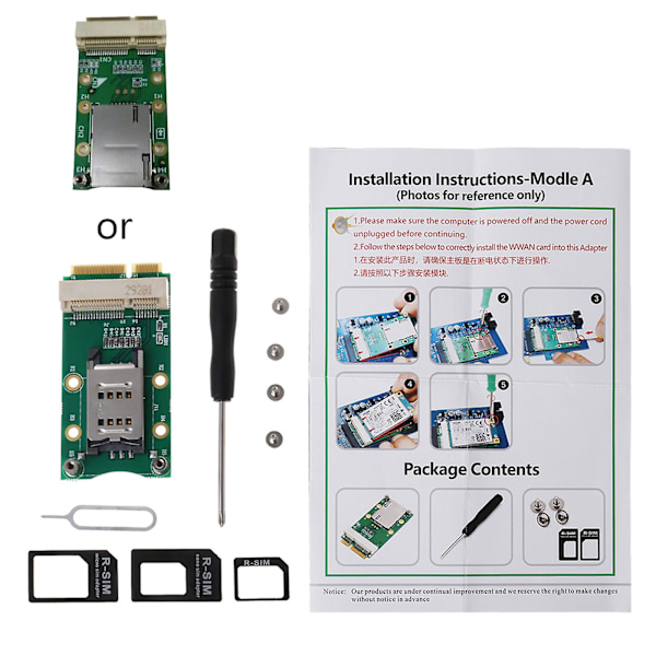 Mini Pci-e til USB-adapter med SIM-kortslot til Wwan/lte-modul