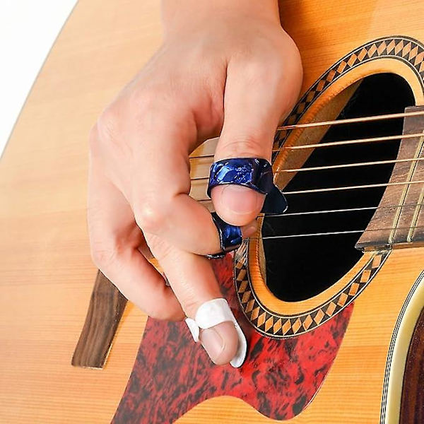 Tummpickar Fingerpicks, Medium, Platta Vinklade, Celluloid Gitarr Fingerpicks (12 Stycken, Tummefinger)