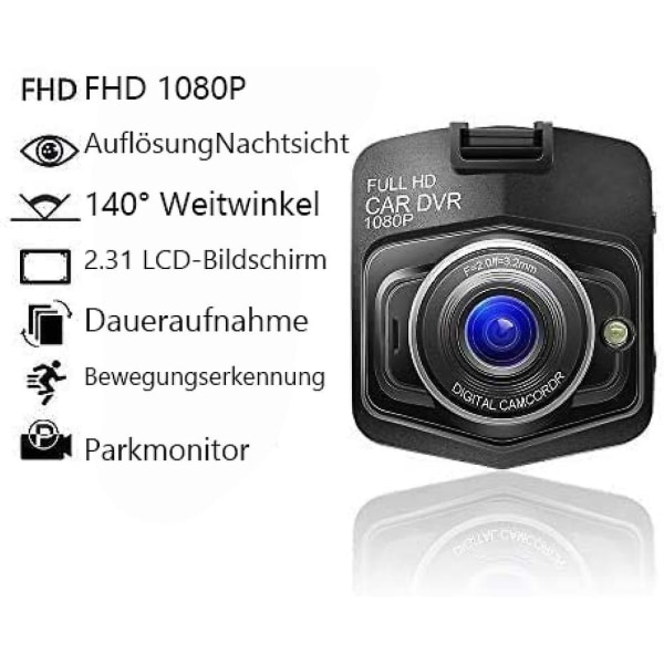 Oppgradert Dash Cam 1080p Dash Cam For Car Dashcam Med Super Night Vision, Innebygd G-sensor, Loop Recording, Parkeringsmonitor Og Bevegelsesdeteksjon