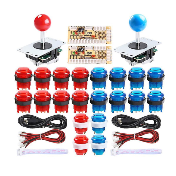 DIY Arcade Game Control Board Kit 2 Spillere Joystick Game Kits med 20 LED Arcade knapper 2 Zero Delay Usb Encoder