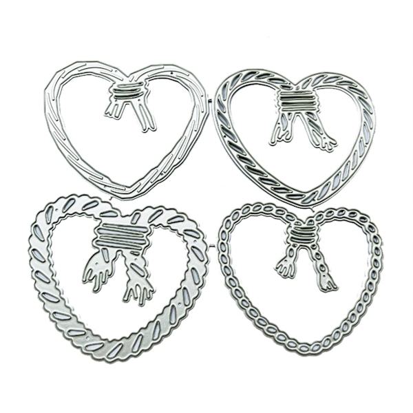 4 st/set Knutad rep kärlek hjärta metallskärningsformar stencil DIY scrapbooking präglingsverktyg stansar kortalbummall