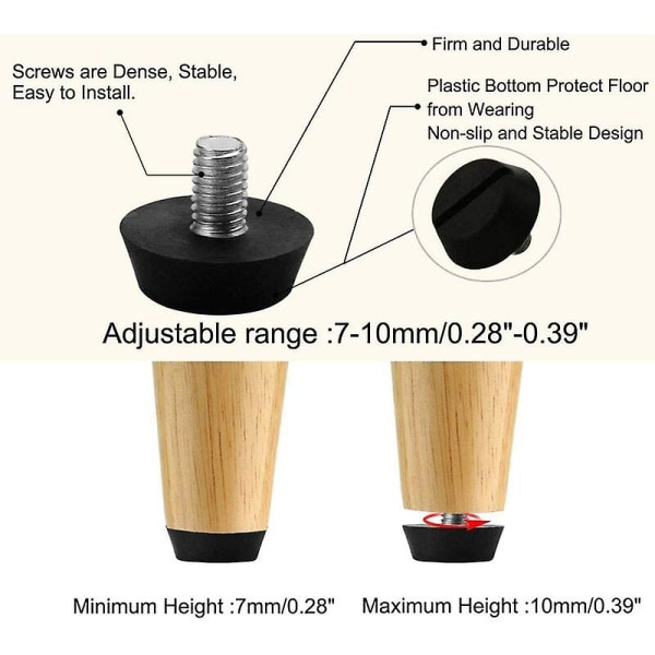 16st justerbar möbelfötter nivellerande glidarbas Ben Bord Stol Justerbart golvskydd M6 X 10 X 20mm