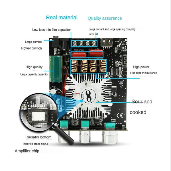 Xy-t160h Bluetooth 5.0 Subwoofer Forstaerkerkort 2.0 Kanal Høj Lyd Stereo Tda7498e Forstaerker B