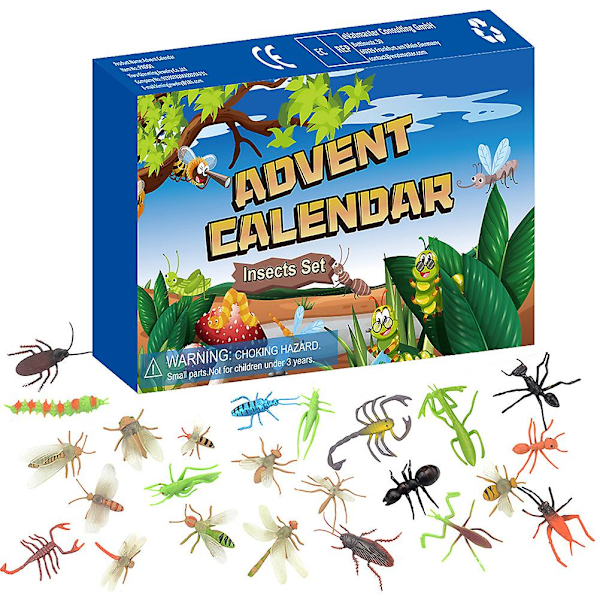 24Pcs Christmas Countdown Calendar Insects Party Favors & Classroom Prizes for Kids