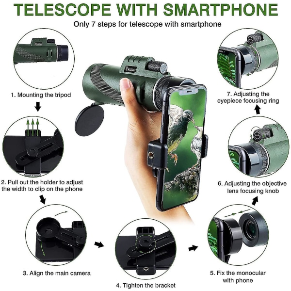 Högdefinitions monokulär teleskop med smartphonehållare och stativ monokulär teleskop Hd Dual Focus