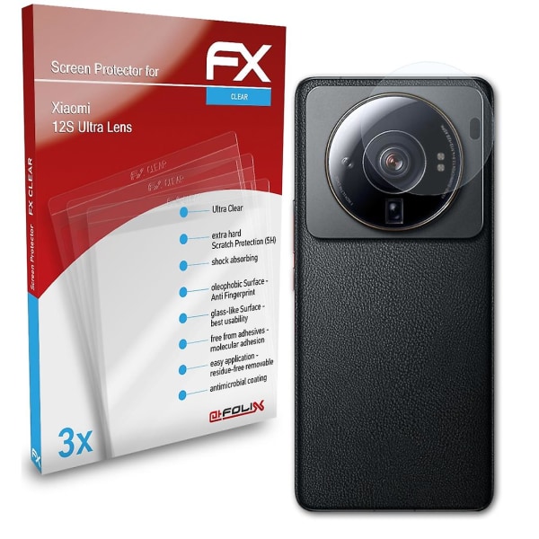 atFoliX 3x beskyttelsesfolie kompatibel med Xiaomi 12S Ultra Lens Displaybeskyttelsesfolie klar