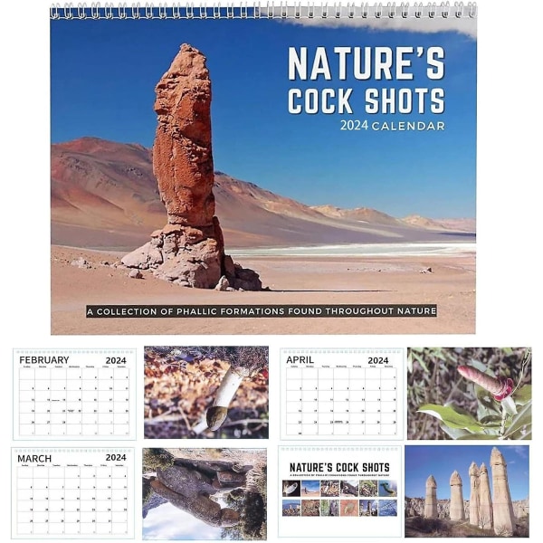 Nature's Dicks Calendar 2024, Nature's Cock Shots 2024 Kalender, Rolig Väggkalender, Prank Present