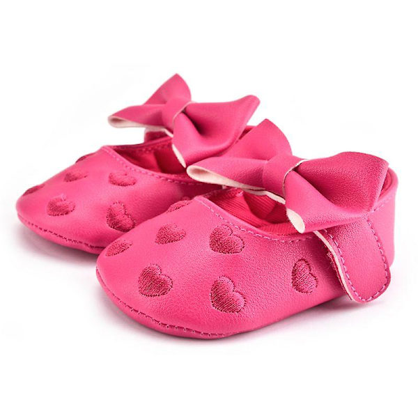 Baby Boy Girl  Moccasins Skor Mjuka Sulor Halkfria Skor Spjälsäng Skor Söta Baby Skor Med Rosett  Nyfödd Pu Läder Kärlek 0-6 months mr