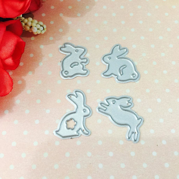 Sød kanin metal skæredør stencil DIY Scrapbooking Album Stempel Papirkort E