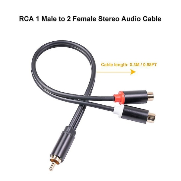 0.3m Rca Audio Speaker Y-adapter Splitter Cable Rca 1 Male To 2 Female Stereo Audio Cable Gold Plated