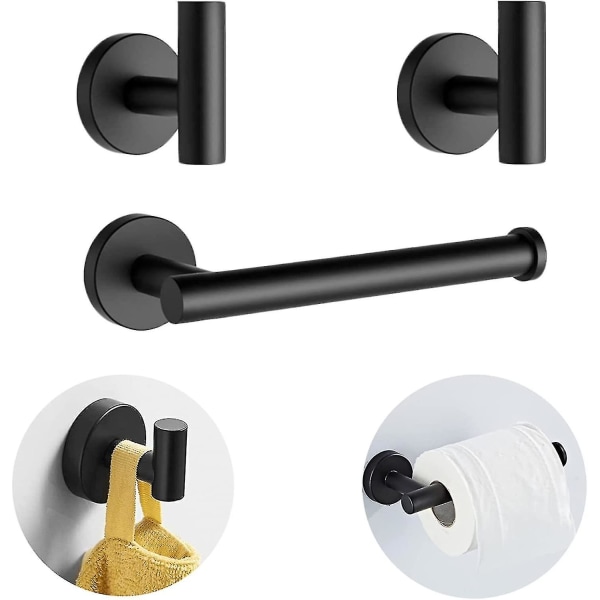 Bathroom Hardware Set 3 Piece Stainless Steel Black Matte Bathroom Accessories