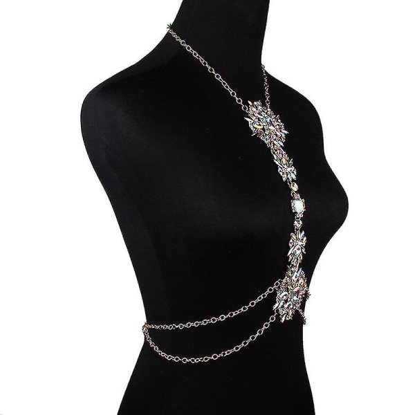 Boho Rhinestones Personlighed Brystkæde Krystal Halskæde Body Chain Summer Beach Body Smykker Tilbehør