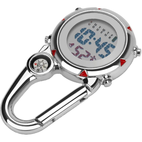 Hyväntekevä- watch monitoimisella karabiinihaarukalla Watch Valaiseva Face Fob Digitaalinen watch kompassilla lääkäreille sairaanhoitajille tai ulkokäyttöön C